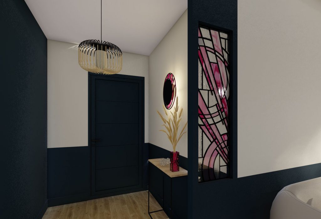Projection en 3D d'une collection de vitrail et miroir mise en scène par Sandra Le Clec'h architecte dessinatrice