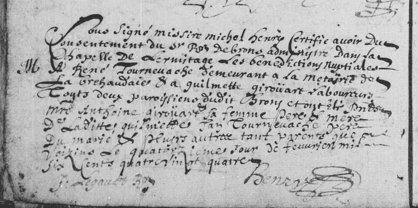 extrait d'un registre de paroisse